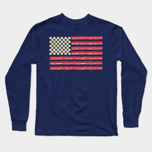 Bacon and Eggs American Flag 4th of July Long Sleeve T-Shirt